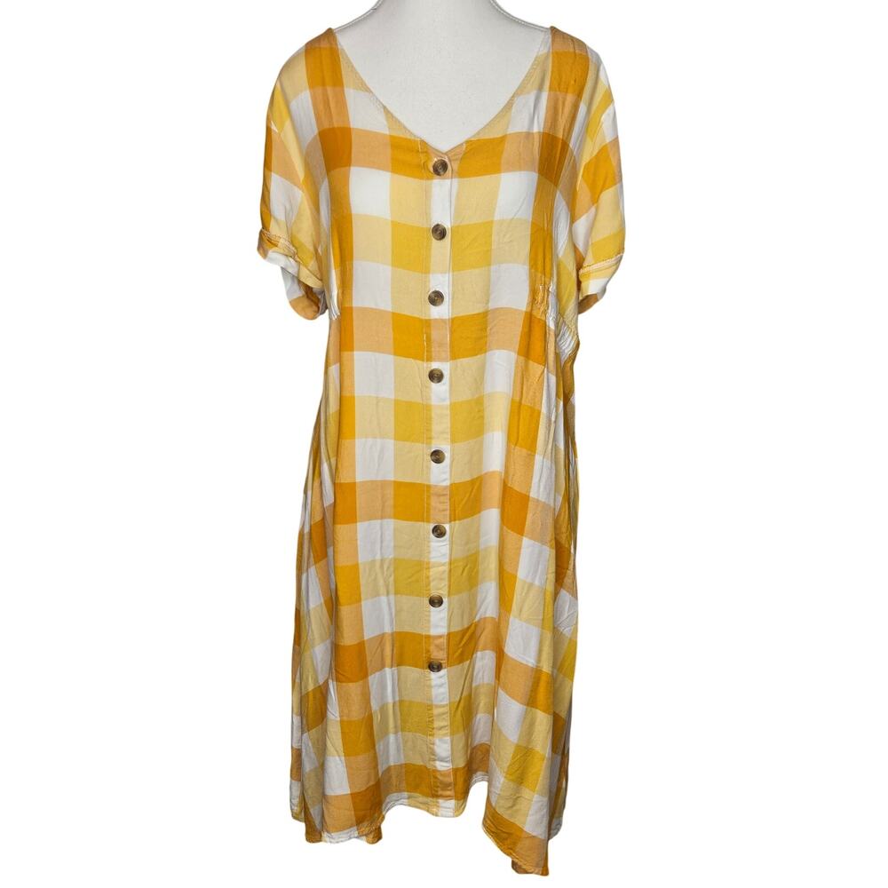 Sunny Summer isabel Maternity Dress XL Yellow White Check 36L 44B 44W Stretch 78